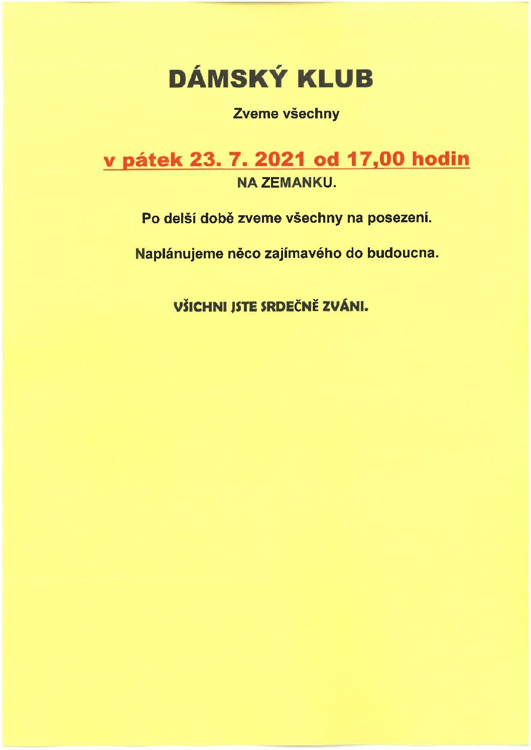 Dámský klub – 23.7.2021